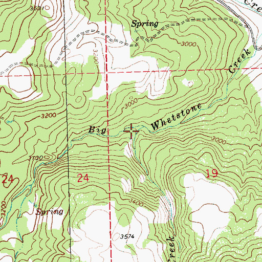 Topographic Map of Little Whetstone Creek, OR