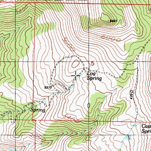 Topographic Map of Log Spring, OR