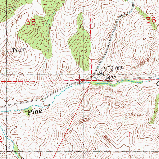 Topographic Map of Lone Pine Creek, OR