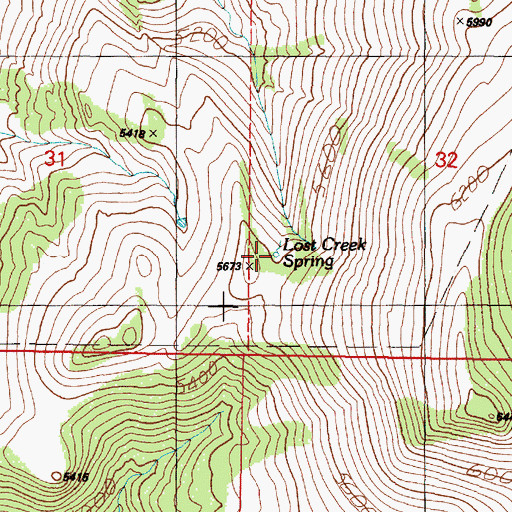 Topographic Map of Lost Creek Spring, OR