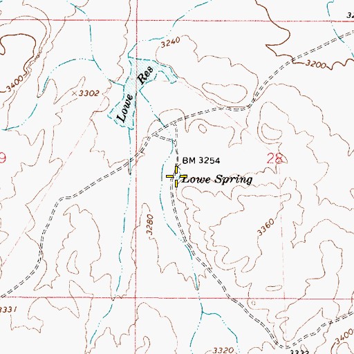 Topographic Map of Lowe Spring, OR