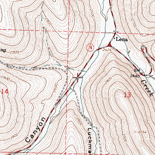 Topographic Map of Luckman Canyon, OR