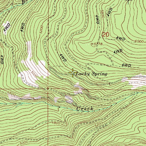 Topographic Map of Lucky Spring, OR