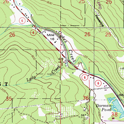 Topographic Map of Lyda Creek, OR