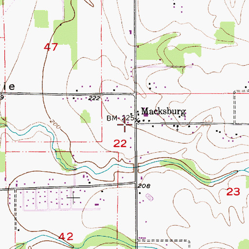 Topographic Map of Macksburg, OR