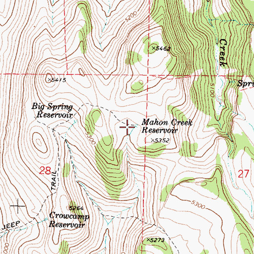Topographic Map of Mahon Creek Reservoir, OR