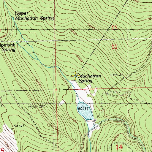 Topographic Map of Manhattan Spring, OR