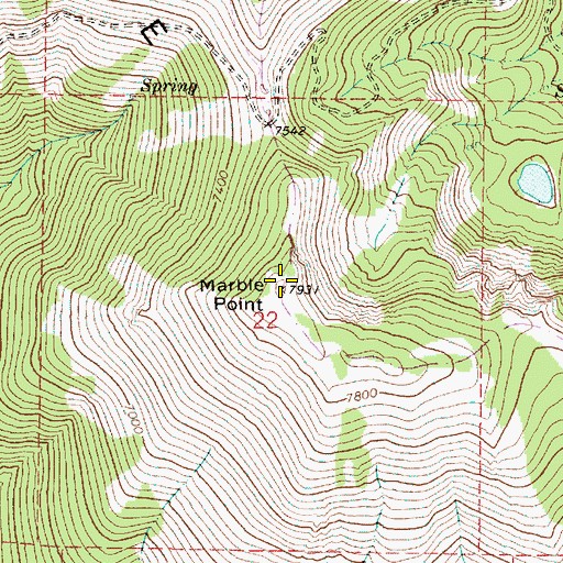 Topographic Map of Marble Point, OR