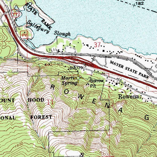 Topographic Map of Martin Spring, OR