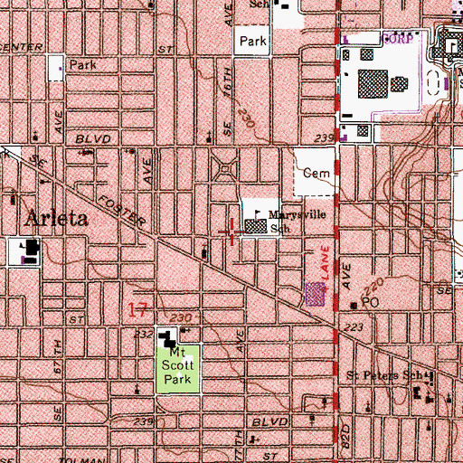 Topographic Map of Marysville Elementary School, OR