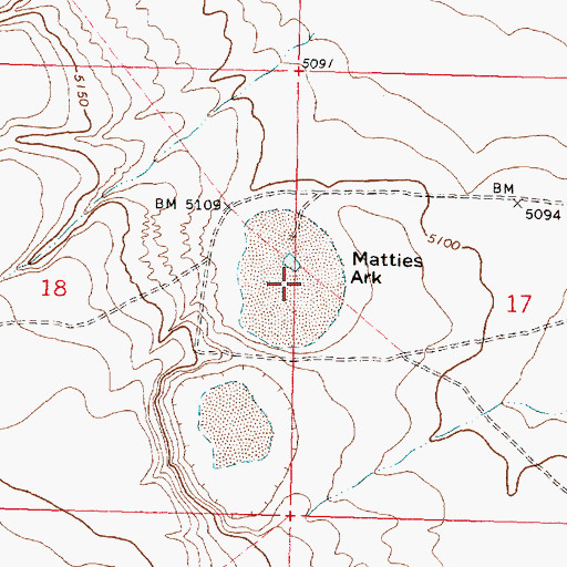 Topographic Map of Matties Ark, OR