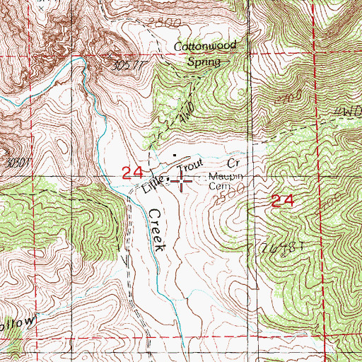 Topographic Map of Maupin Cemetery, OR