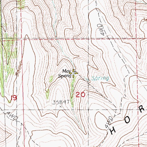 Topographic Map of May Spring, OR