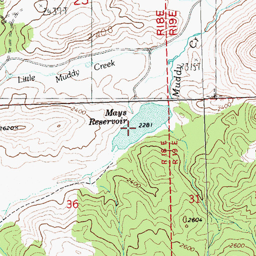 Topographic Map of Mays Reservoir, OR