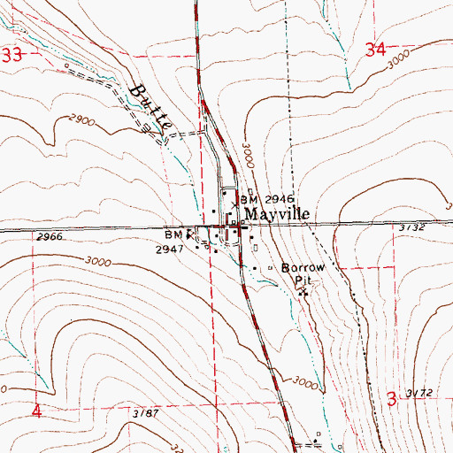 Topographic Map of Mayville, OR