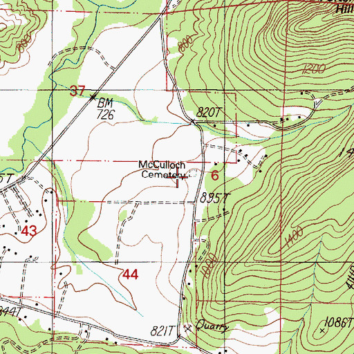 Topographic Map of McCulloch Cemetery, OR