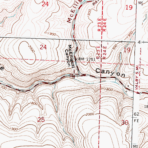 Topographic Map of McElligott Canyon, OR