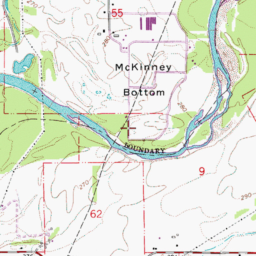 Topographic Map of McKinney Bottom, OR