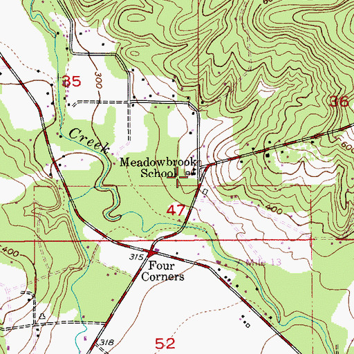 Topographic Map of Meadowbrook School (historical), OR