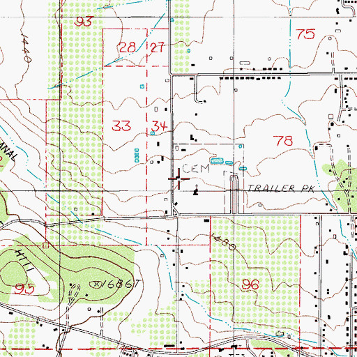Topographic Map of Memory Gardens Cemetery, OR