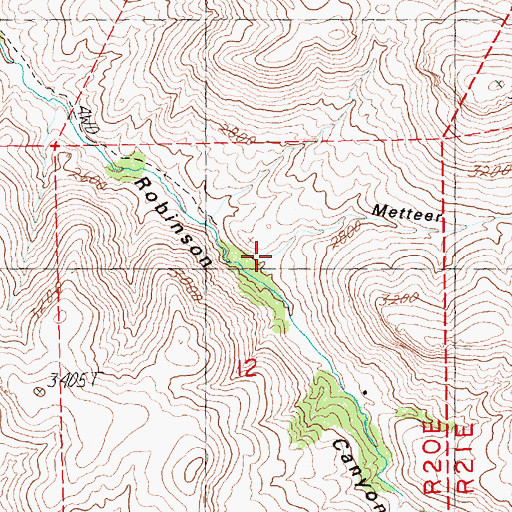 Topographic Map of Metteer Canyon, OR