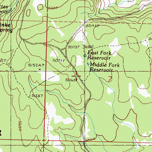 Topographic Map of Middle Fork Reservoir, OR