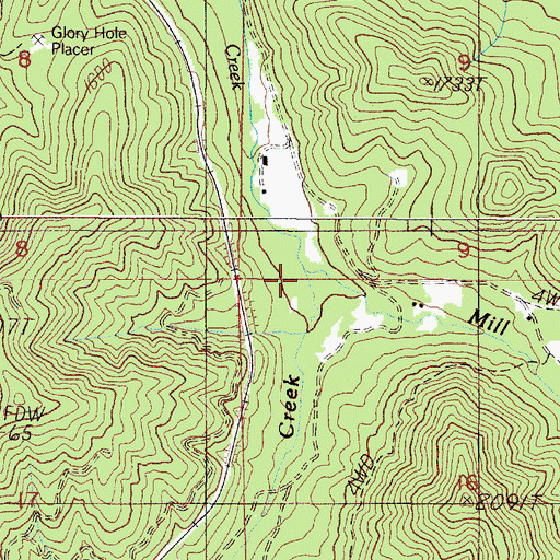 Topographic Map of Mill Creek, OR