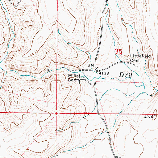 Topographic Map of Miller Cabin, OR