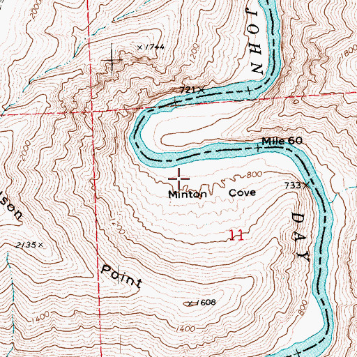 Topographic Map of Minton Cove, OR