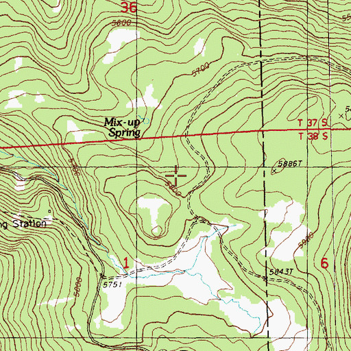 Topographic Map of Mixup Spring, OR