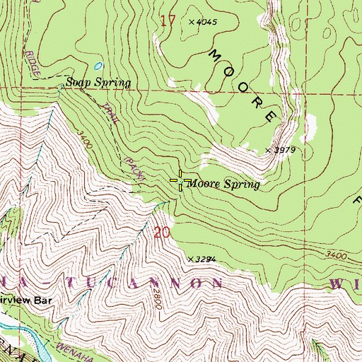 Topographic Map of Moore Spring, OR