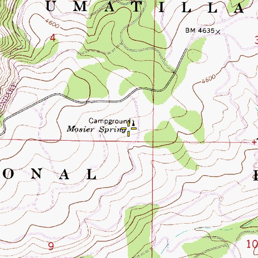 Topographic Map of Mosier Spring, OR