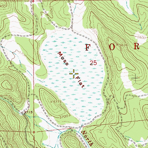 Topographic Map of Moss Flat, OR