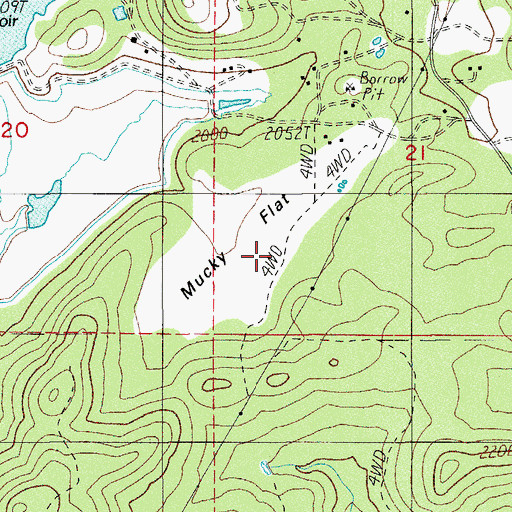 Topographic Map of Mucky Flat, OR