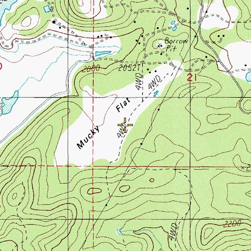 Topographic Map of Mucky Flat, OR