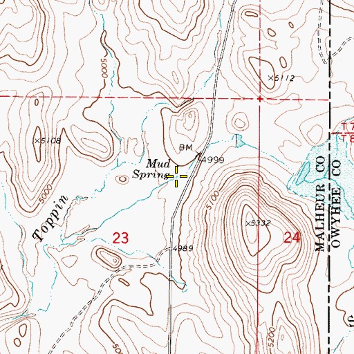 Topographic Map of Mud Spring, OR
