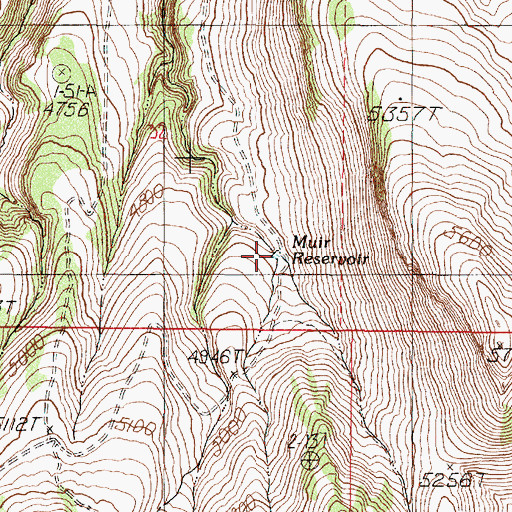 Topographic Map of Muir Reservoir, OR