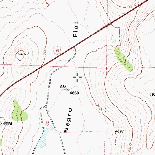 Topographic Map of Negro Flat, OR