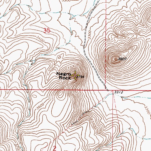 Topographic Map of Negro Rock, OR