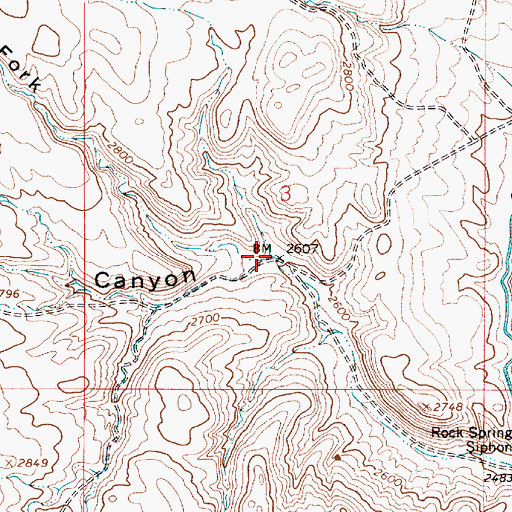 Topographic Map of North Fork Rock Spring Canyon, OR