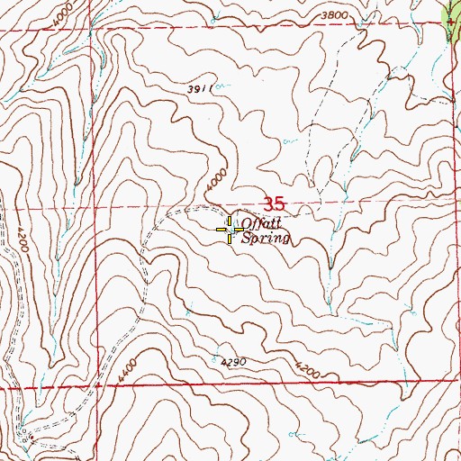 Topographic Map of Offatt Spring, OR