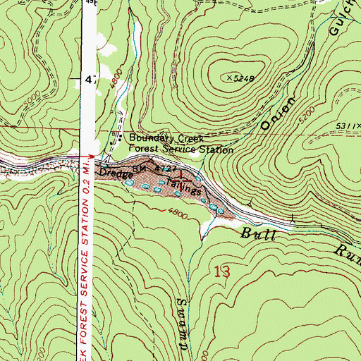 Topographic Map of Onion Gulch, OR