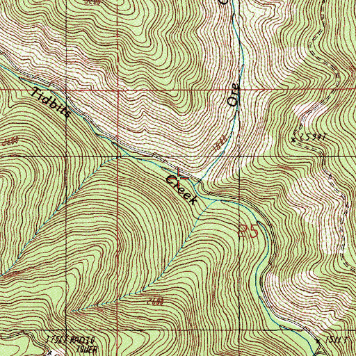 Topographic Map of Ore Creek, OR