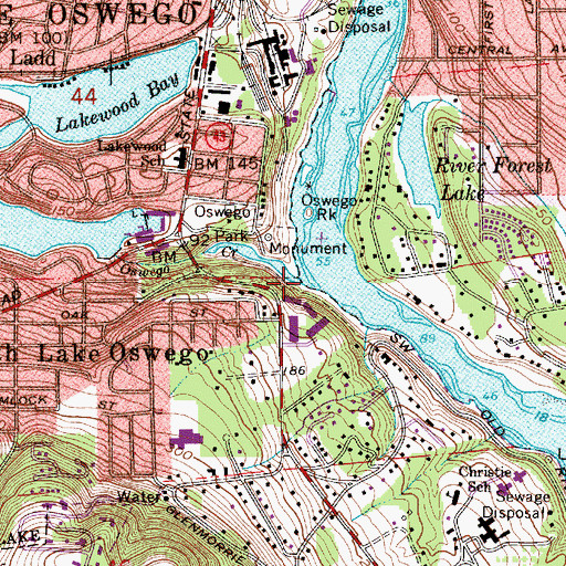 Topographic Map of Oswego Creek, OR
