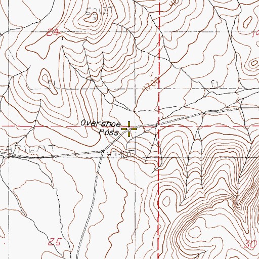 Topographic Map of Overshoe Pass, OR