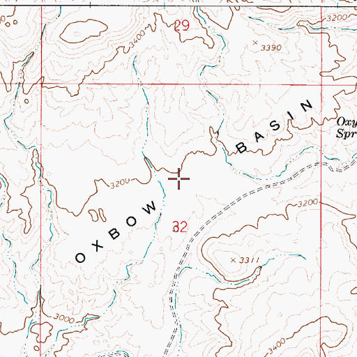 Topographic Map of Oxbow Basin, OR
