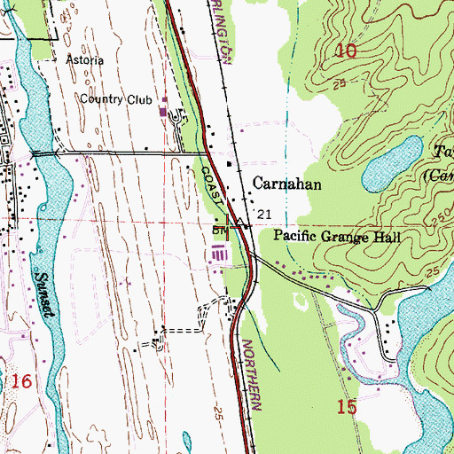 Topographic Map of Pacific Grange Hall, OR