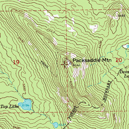 Topographic Map of Packsaddle Mountain, OR