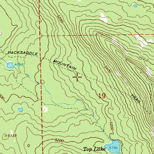 Topographic Map of Packsaddle Mountain Trail, OR