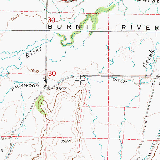 Topographic Map of Packwood Ditch, OR
